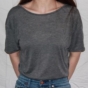 Gray Open Back T-Shirt Unbranded